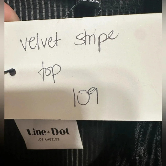 Velvet Striped burnout sheer black Michelle blouse top by line & dot size M - Picture 9 of 15